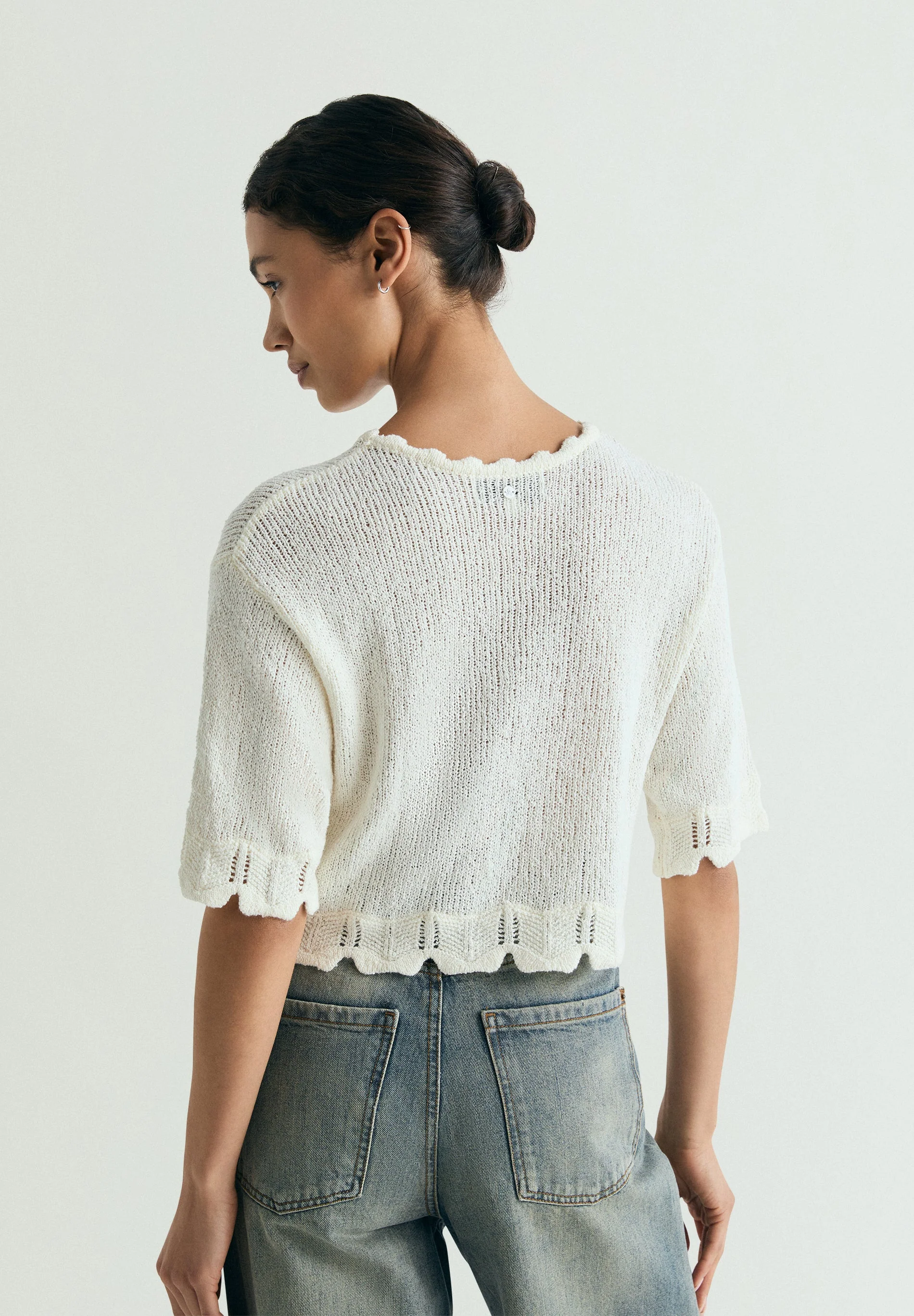 CROPPED SHORT SLEEVE SWEATER - Image 4