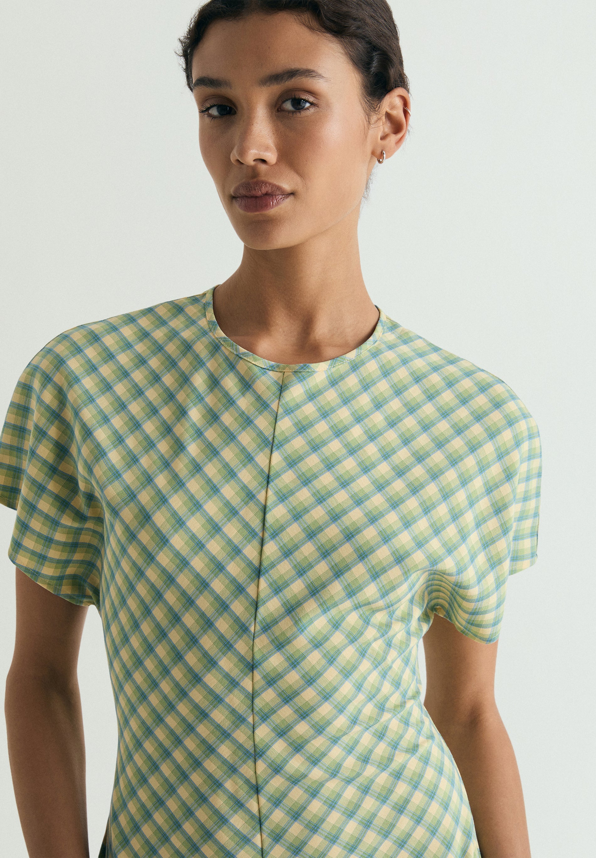CHECK PRINT MIDI DRESS - Image 3