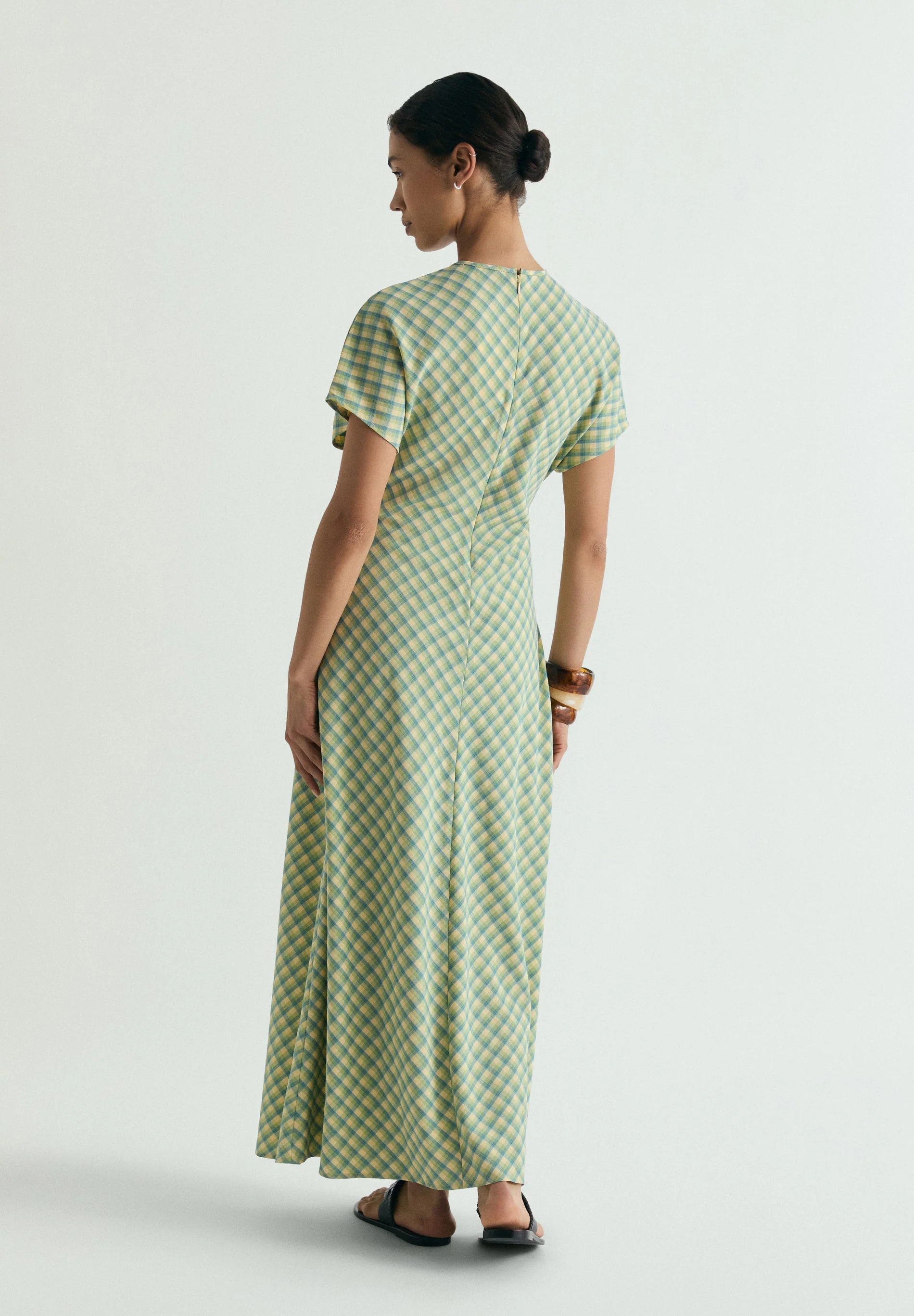CHECK PRINT MIDI DRESS - Image 4