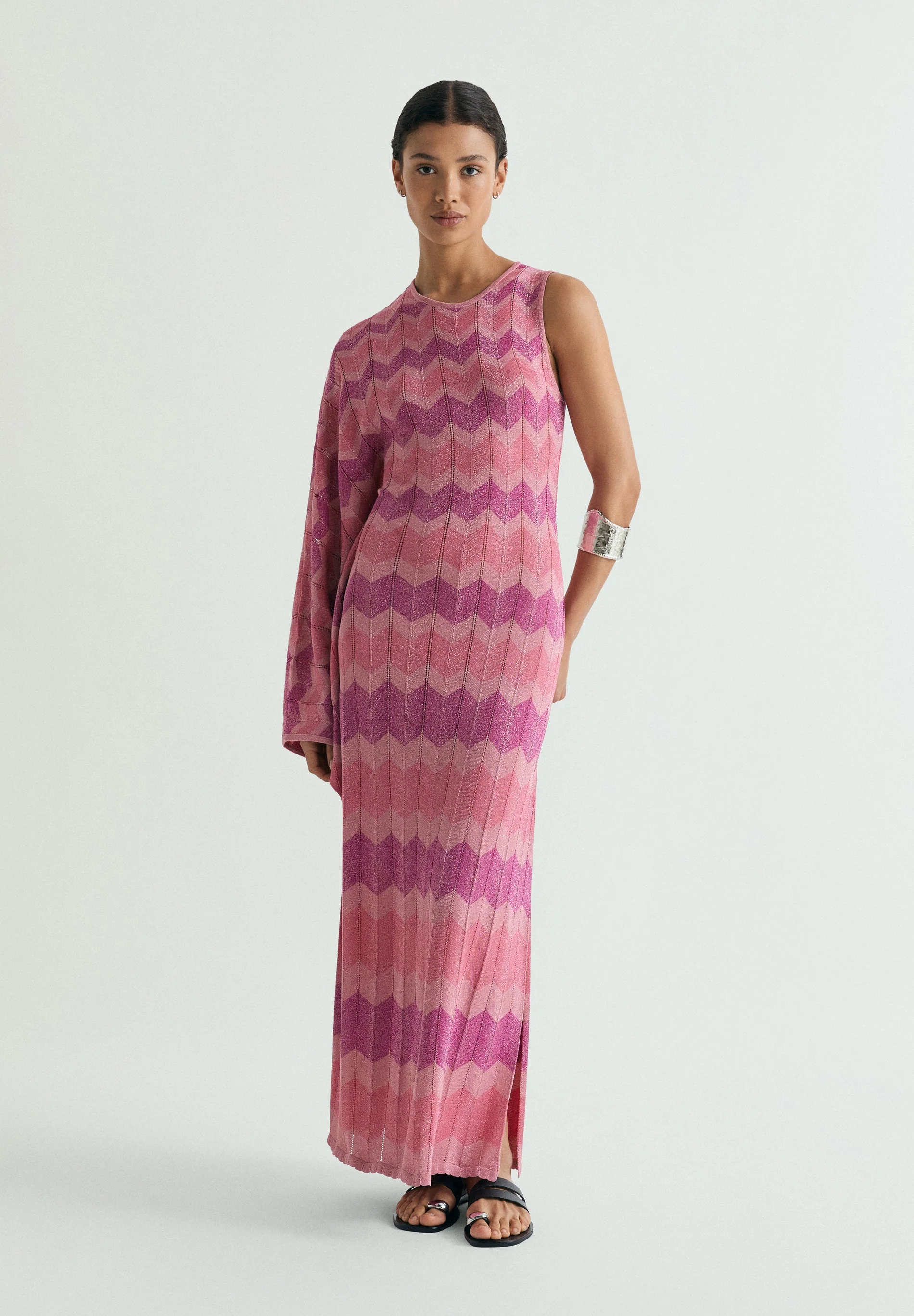 ASYMMETRIC LUREX KNIT DRESS - Image 2