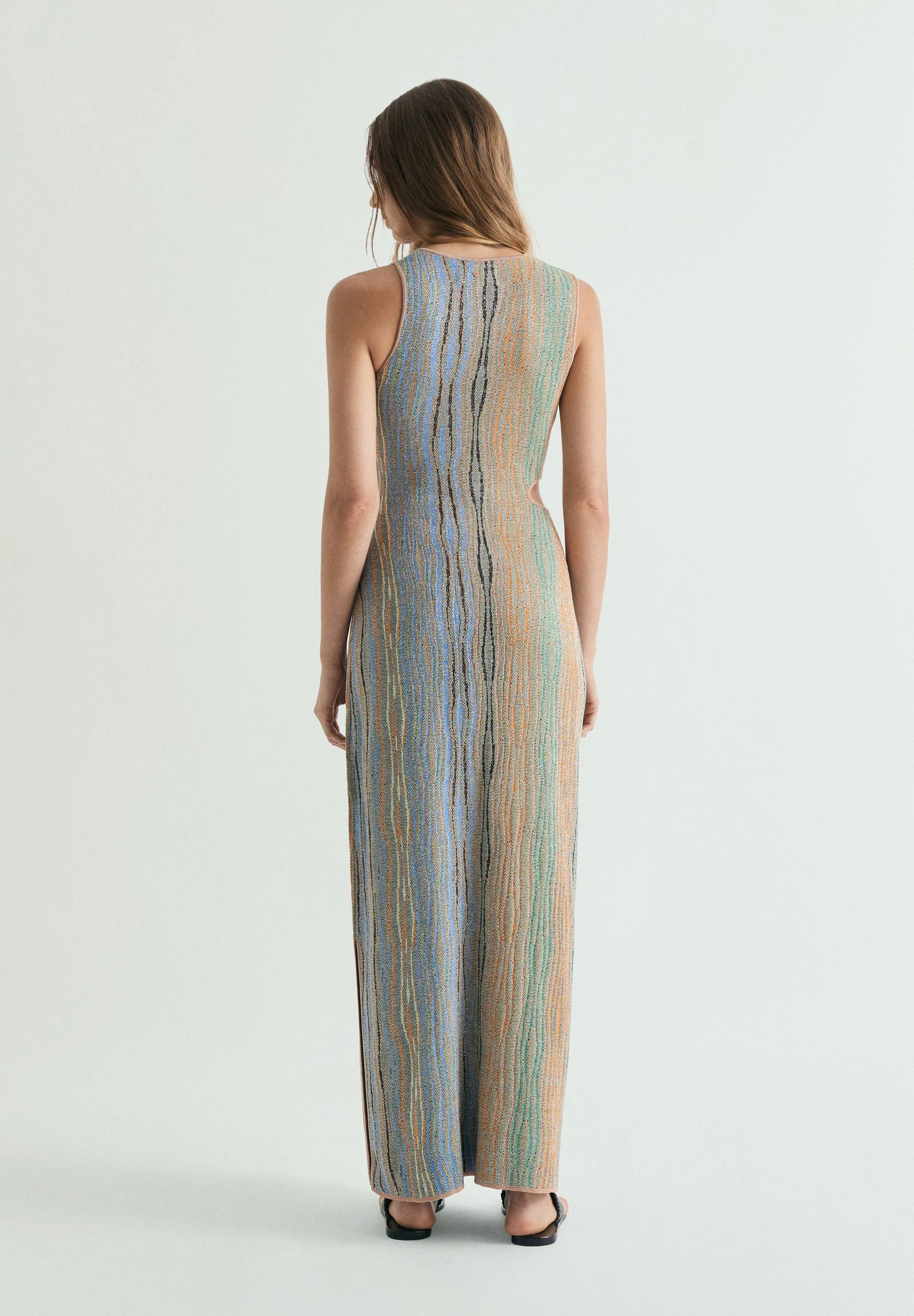 LONG JACQUARD DRESS WITH CUT-OUT - Image 3