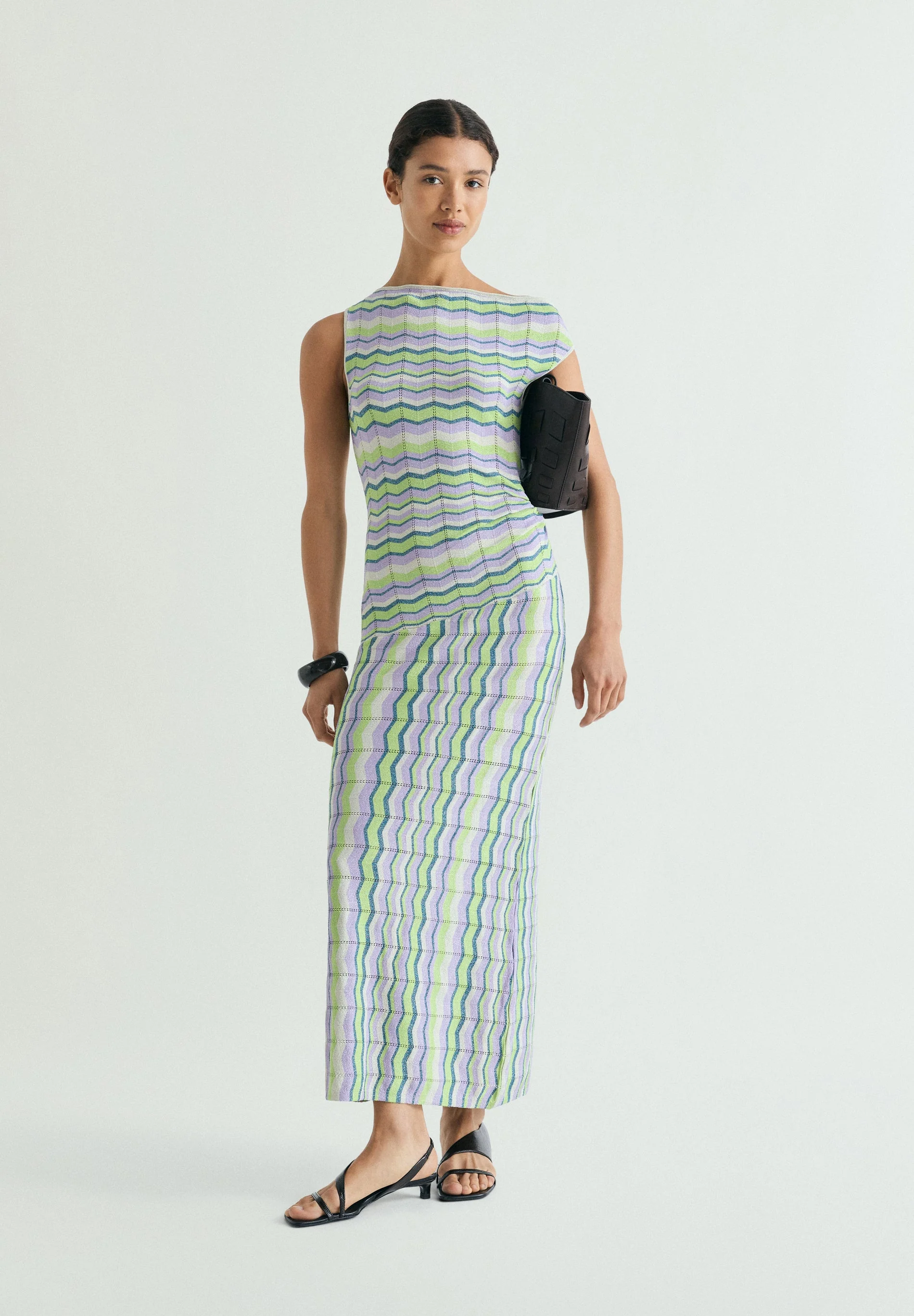 ZIGZAG KNIT MIDI DRESS