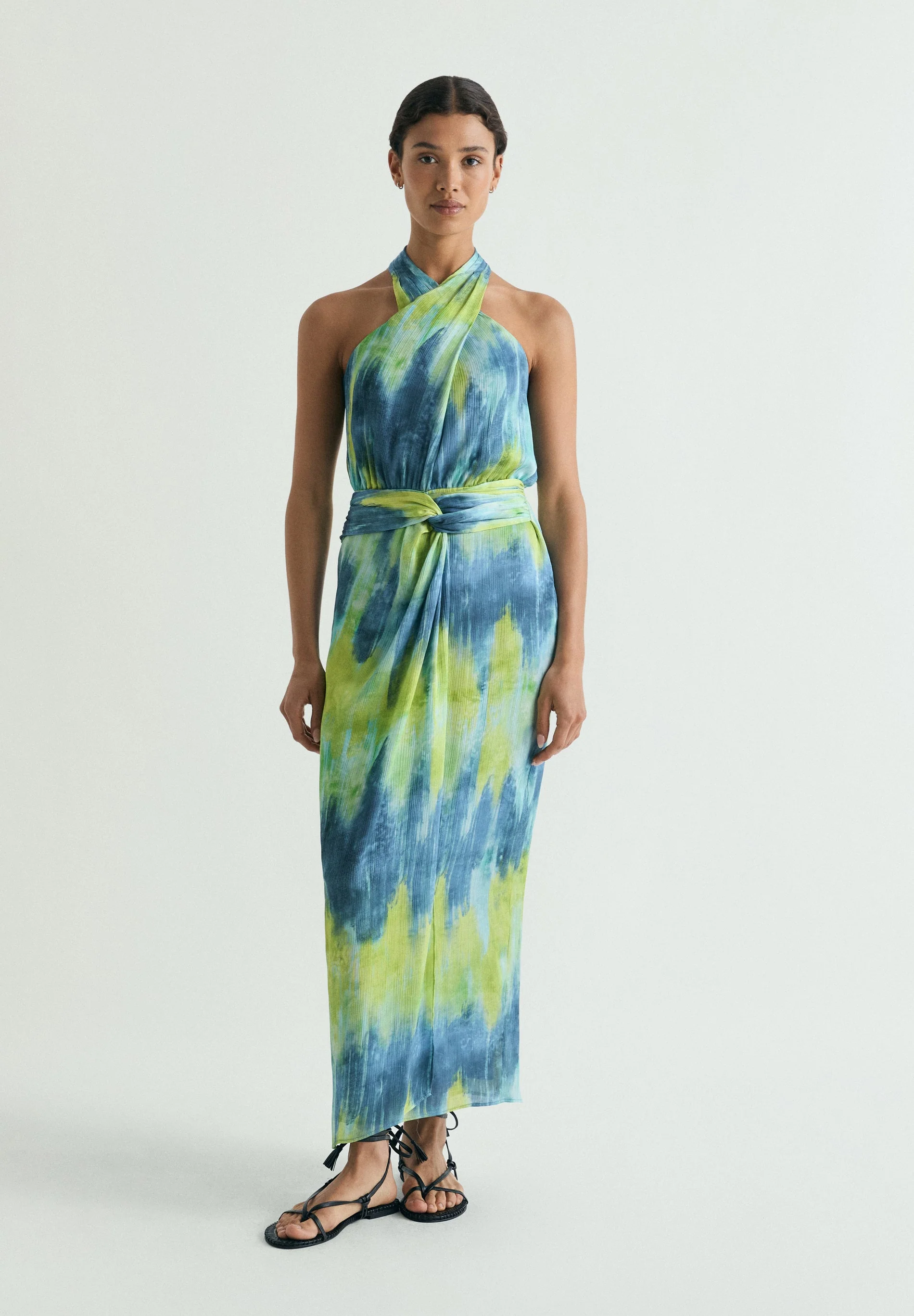 TIE DYE MIDI DRESS WITH KNOT