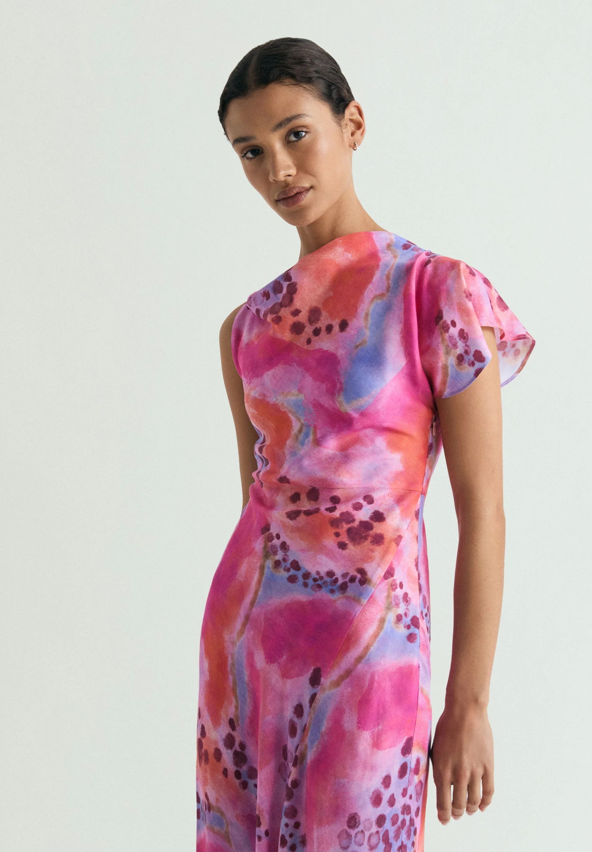 SATIN ASYMMETRIC DRESS - Image 2