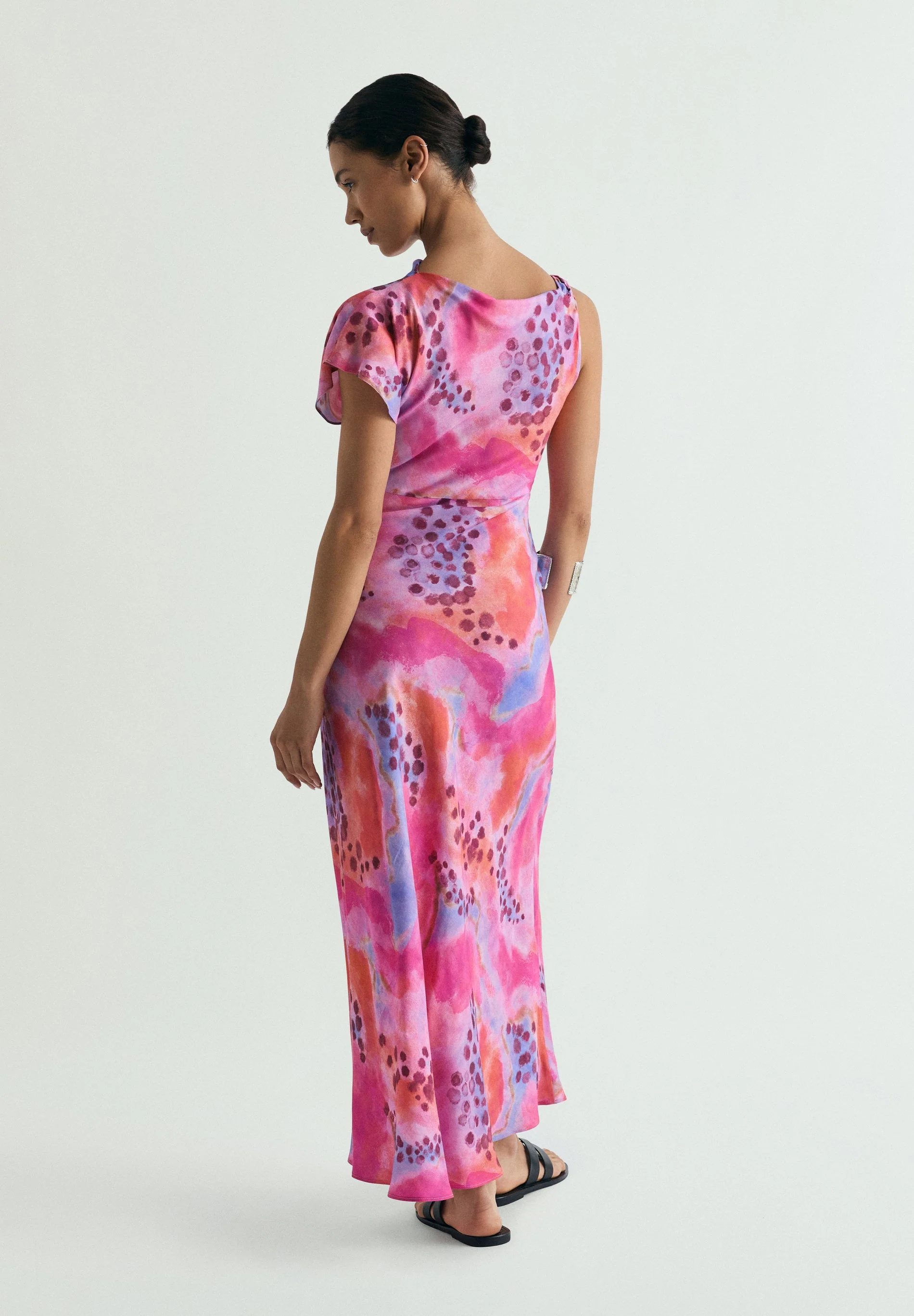 SATIN ASYMMETRIC DRESS - Image 3