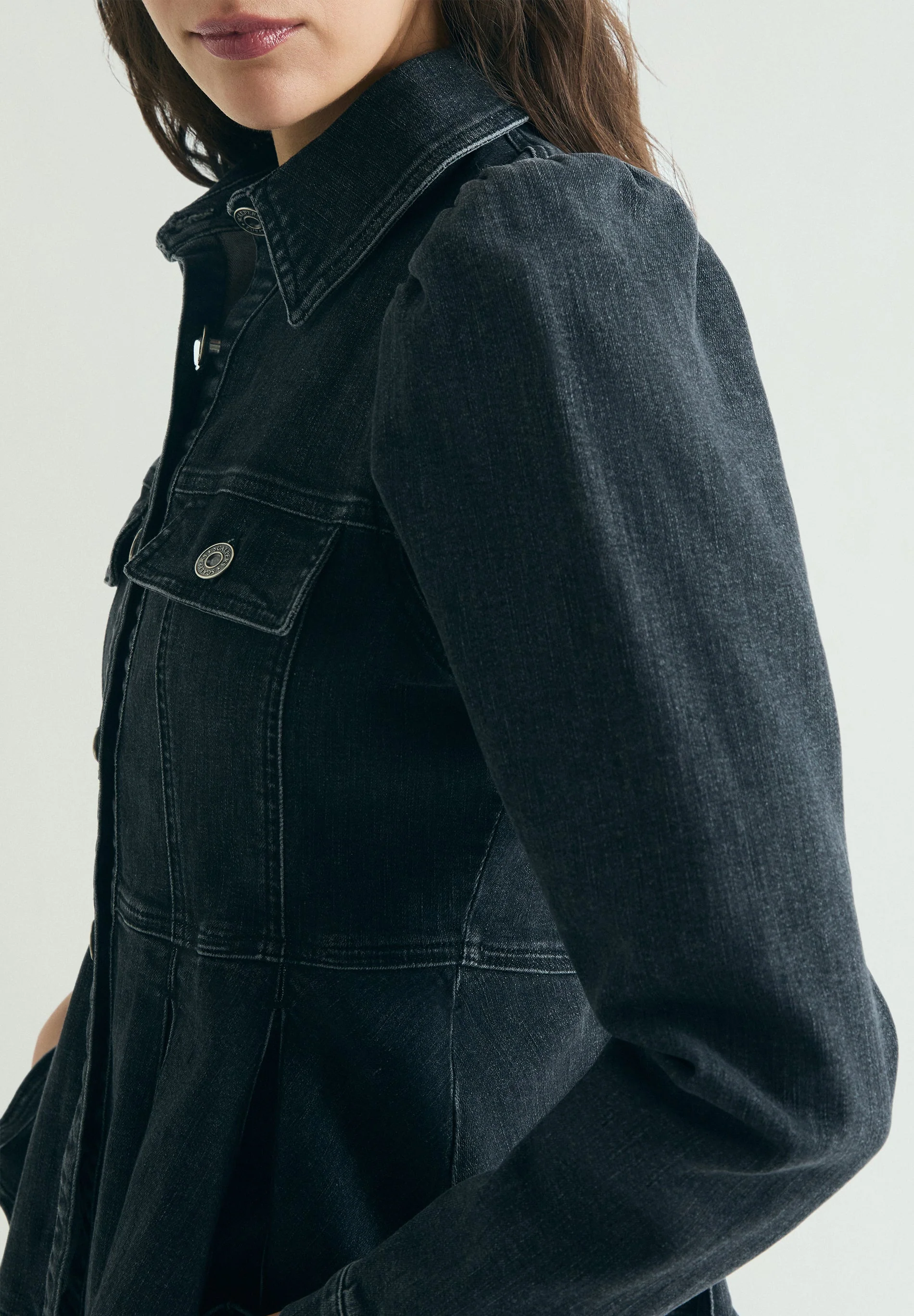 DENIM PUFF SLEEVE SHIRT - Image 3