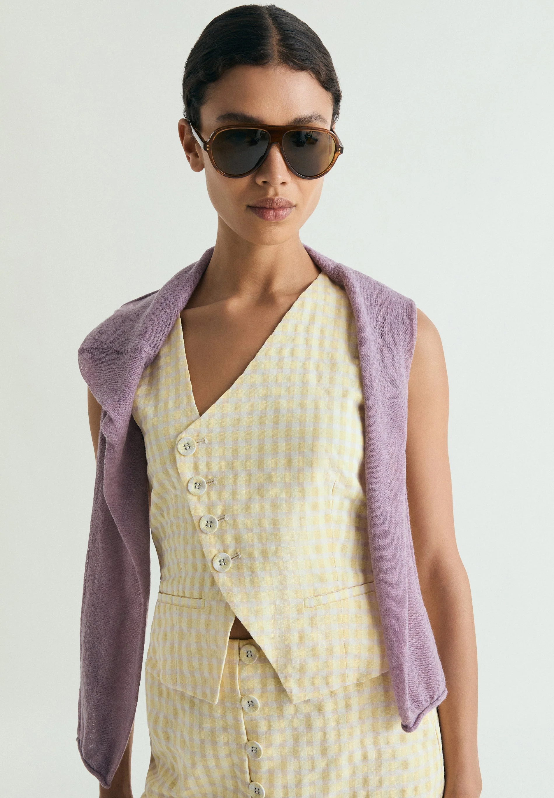 ASYMMETRIC GINGHAM WAISTCOAT - Image 4
