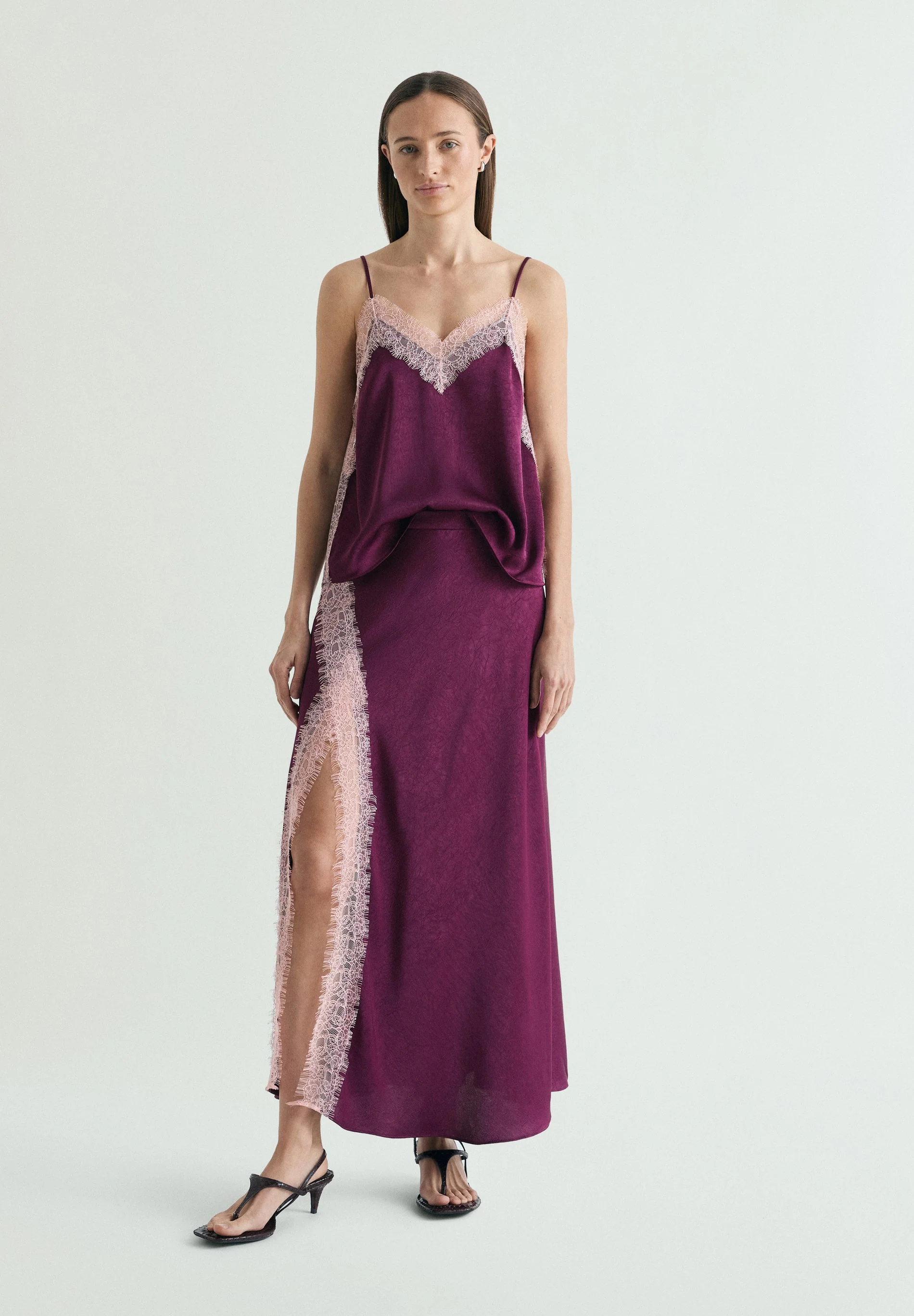 SATIN AND LACE SKIRT