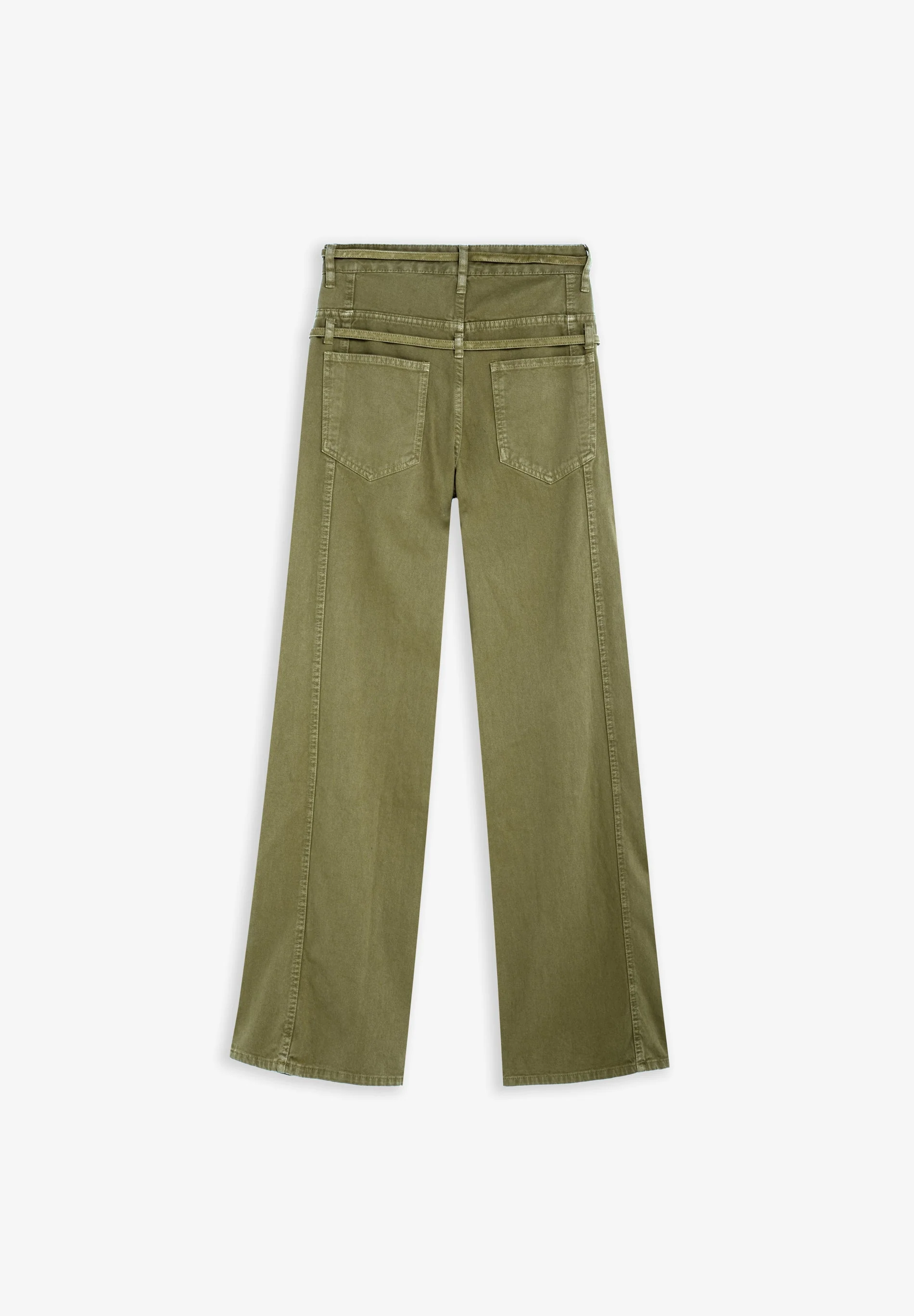 DOUBLE BELT DENIM TROUSERS - Image 2