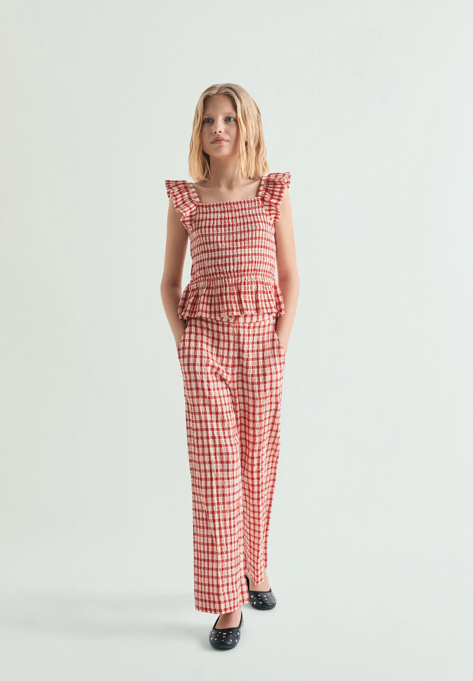 RELAXED FIT GINGHAM TROUSERS - Image 2