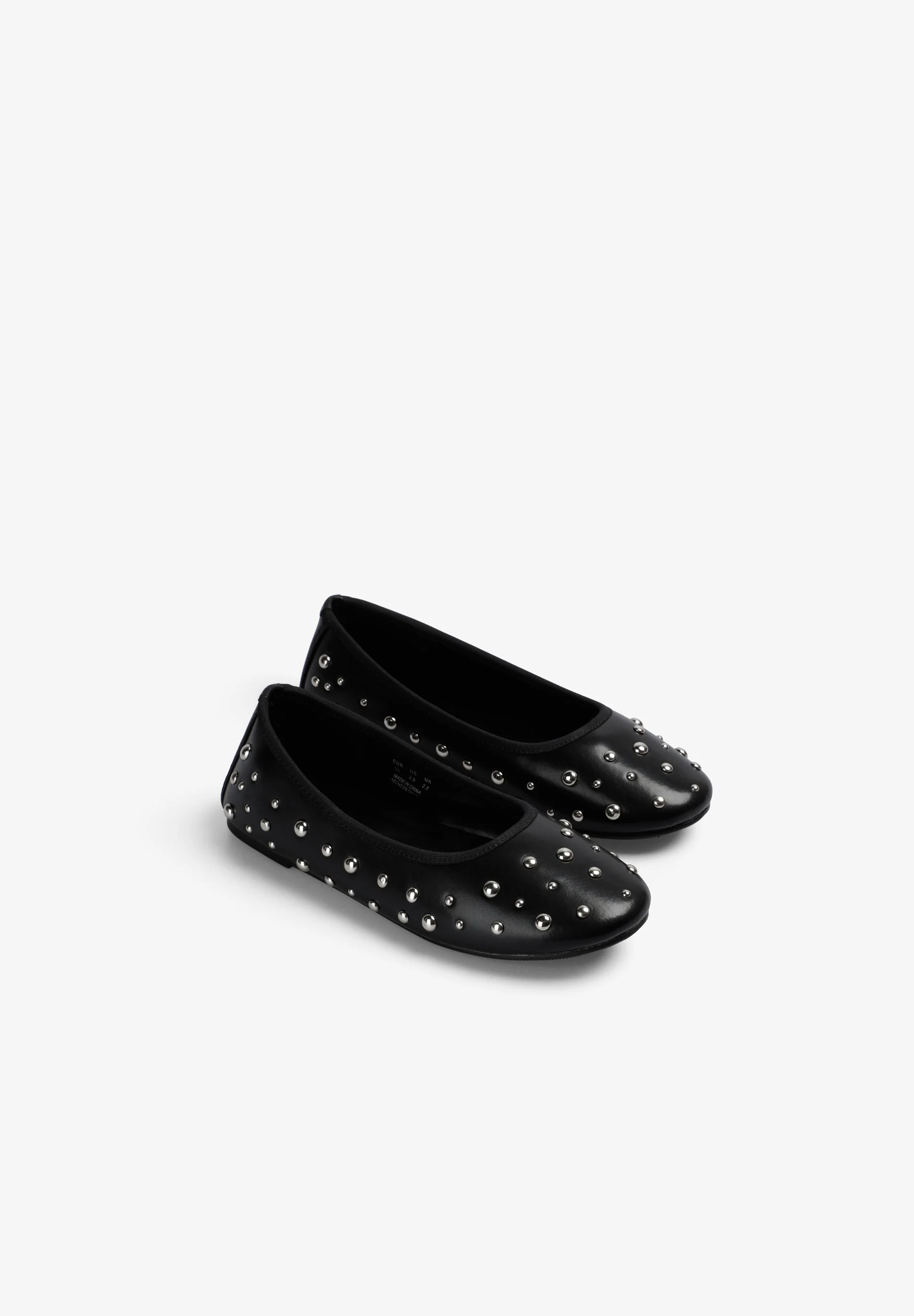 LEATHER BALLET FLATS WITH STUDS - Image 2