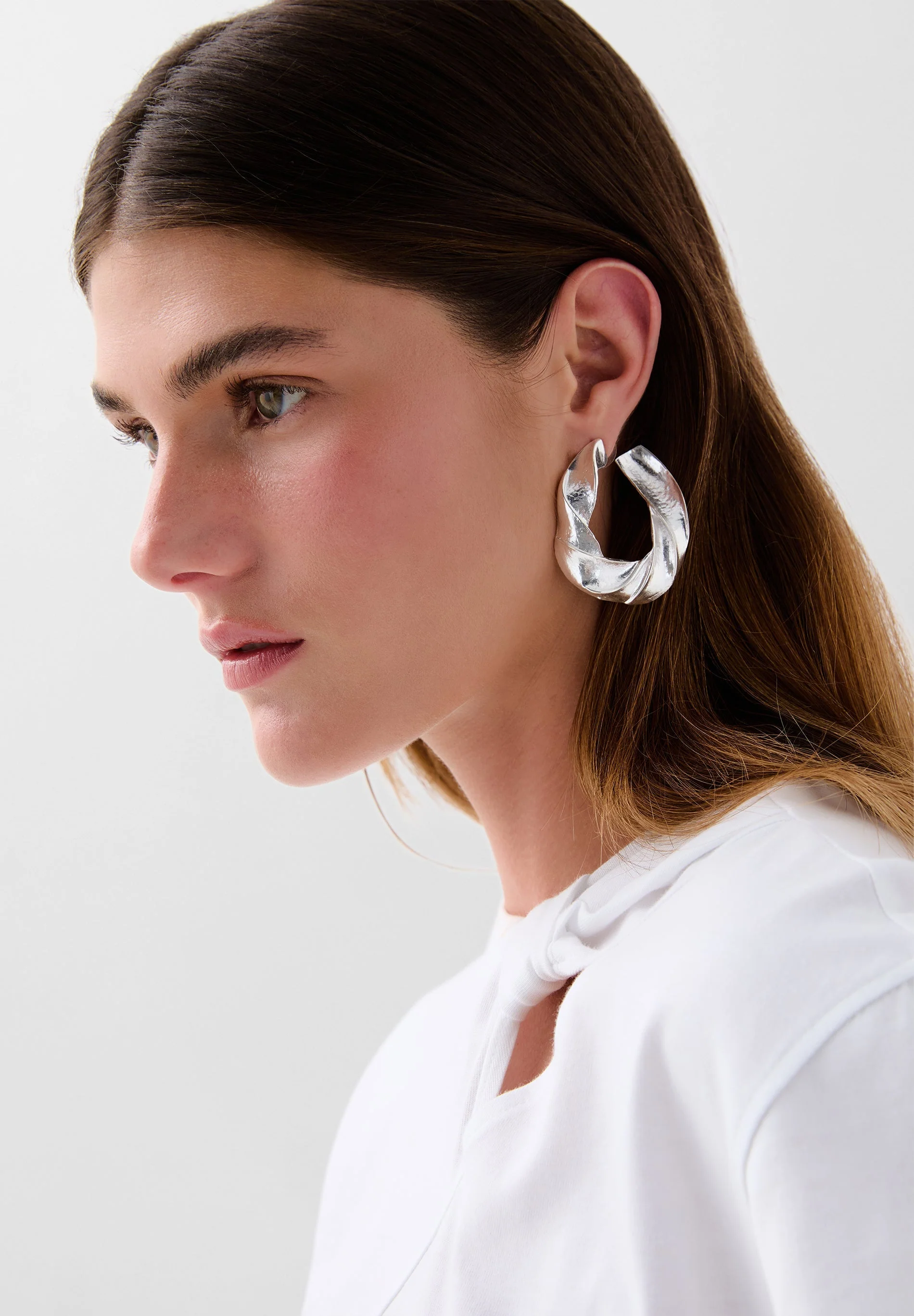 SILVER LOGO EARRINGS - Image 3