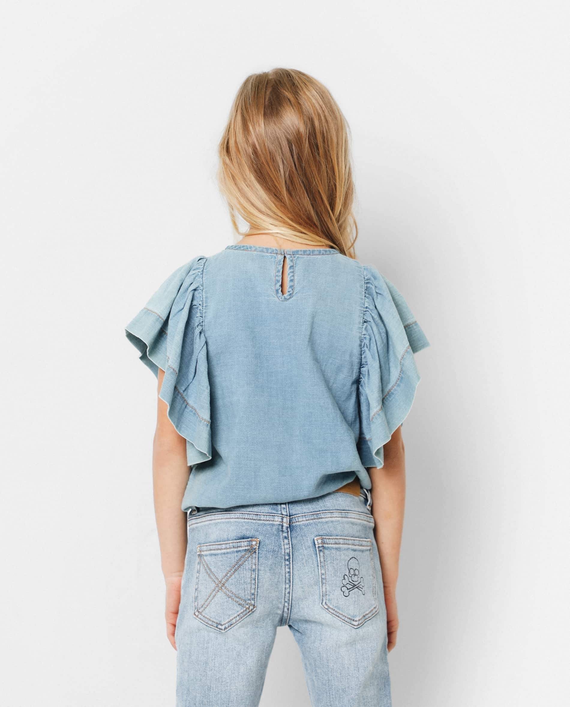 DENIM SHIRT WITH RUFFLED SLEEVES - Image 4