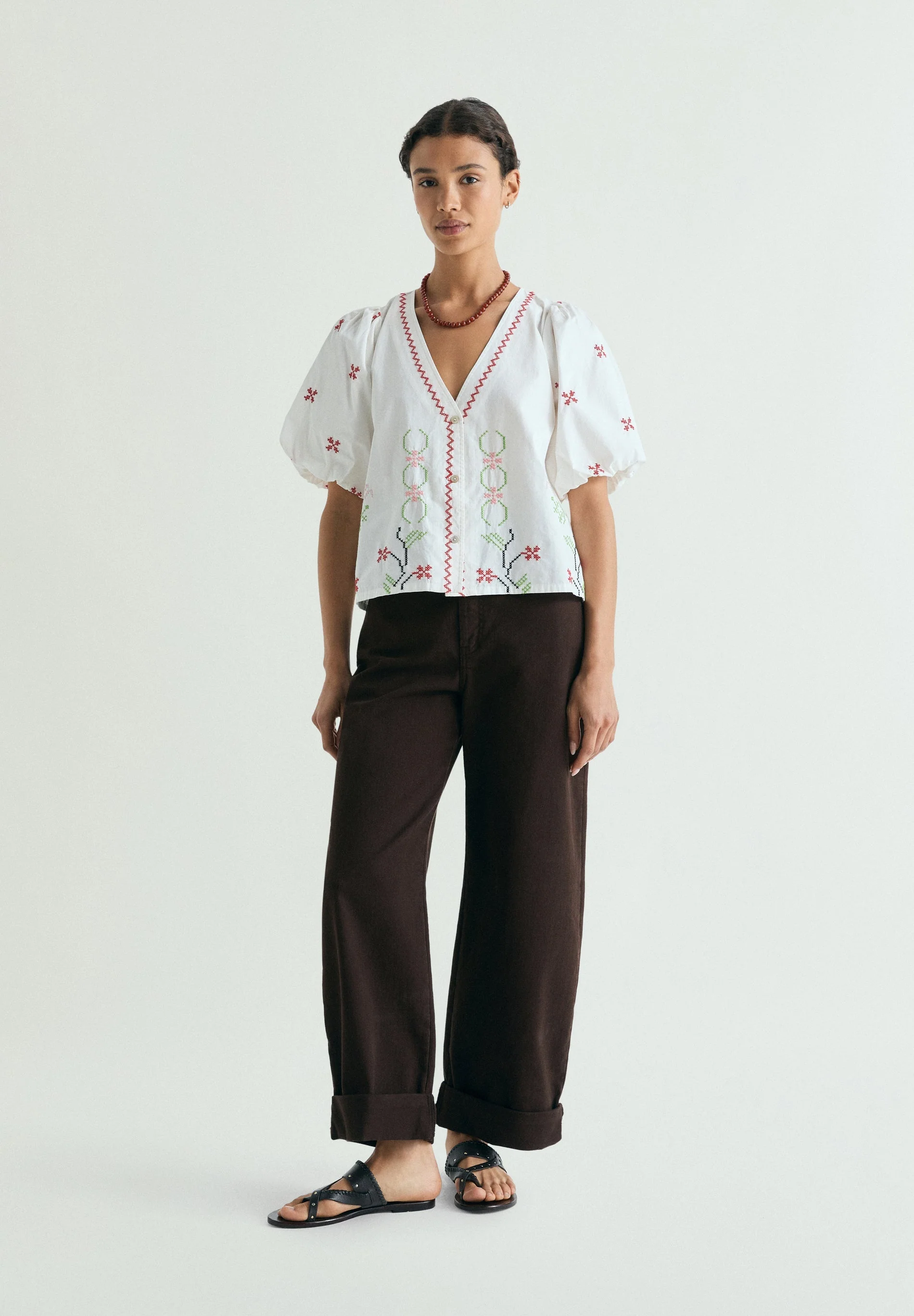 BLOUSE WITH FLORAL EMBROIDERY - Image 2