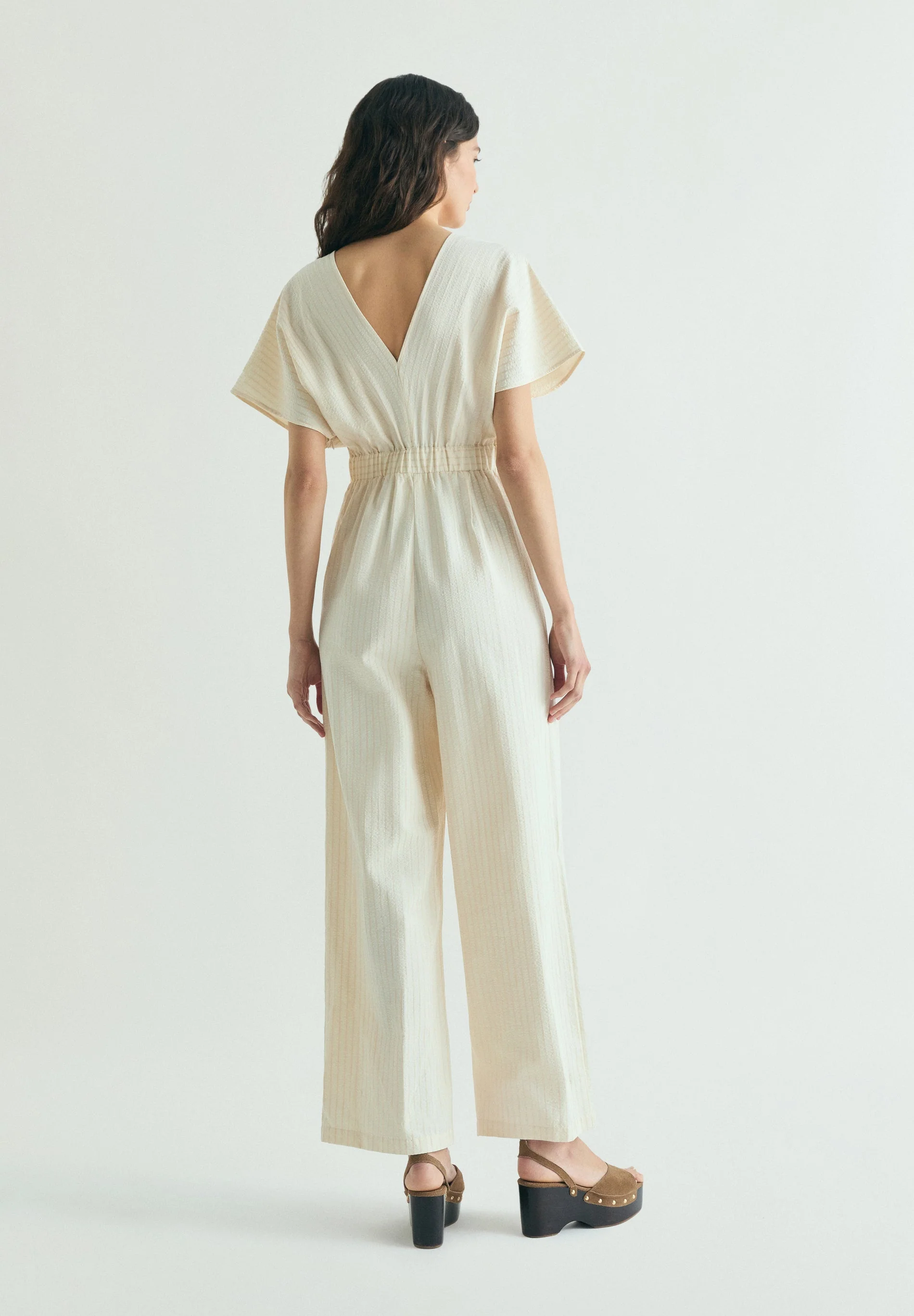 STRIPED JUMPSUIT WITH CROSSOVER WAIST - Image 5