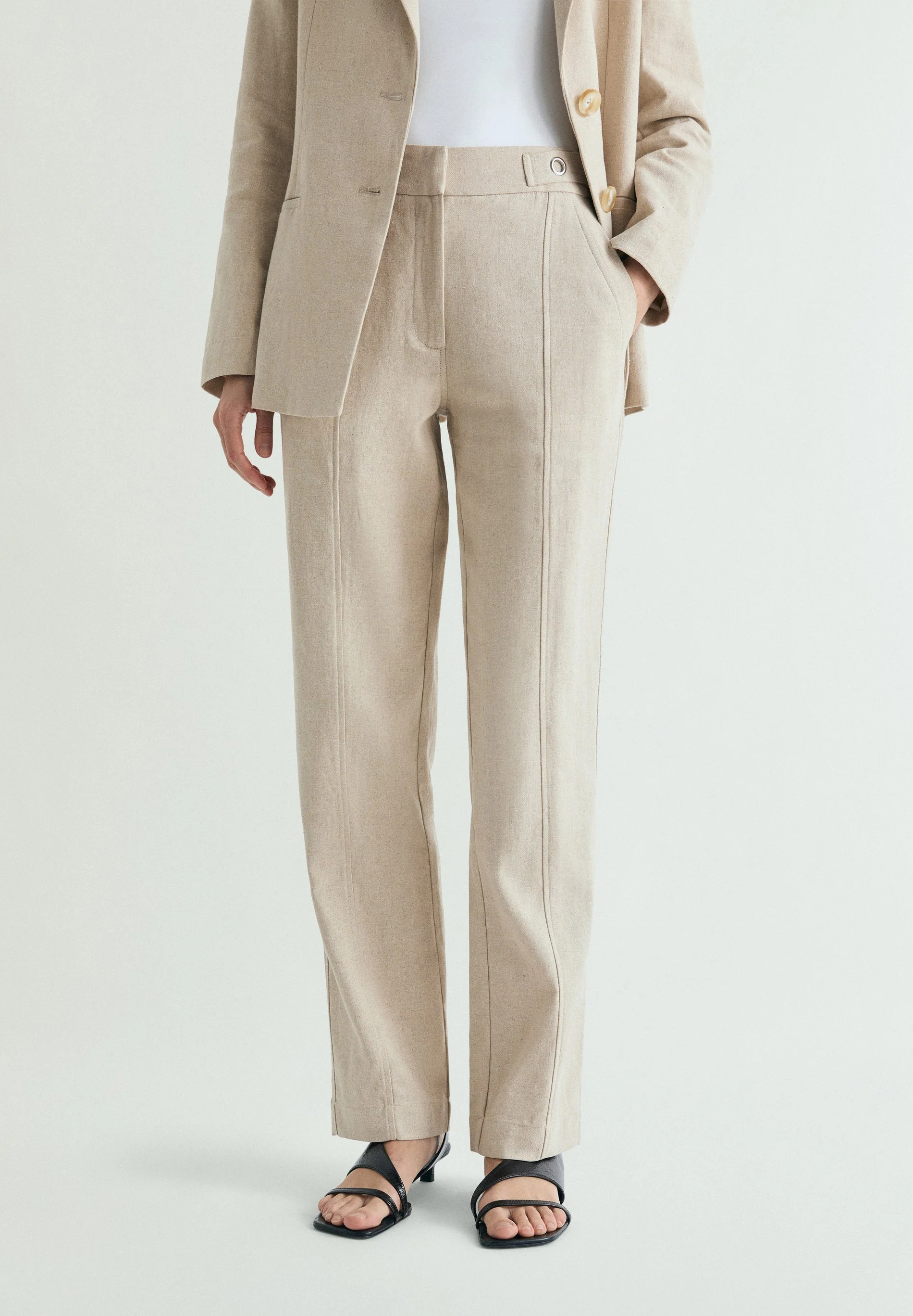 LINEN TROUSERS WITH METAL DETAILS - Image 3