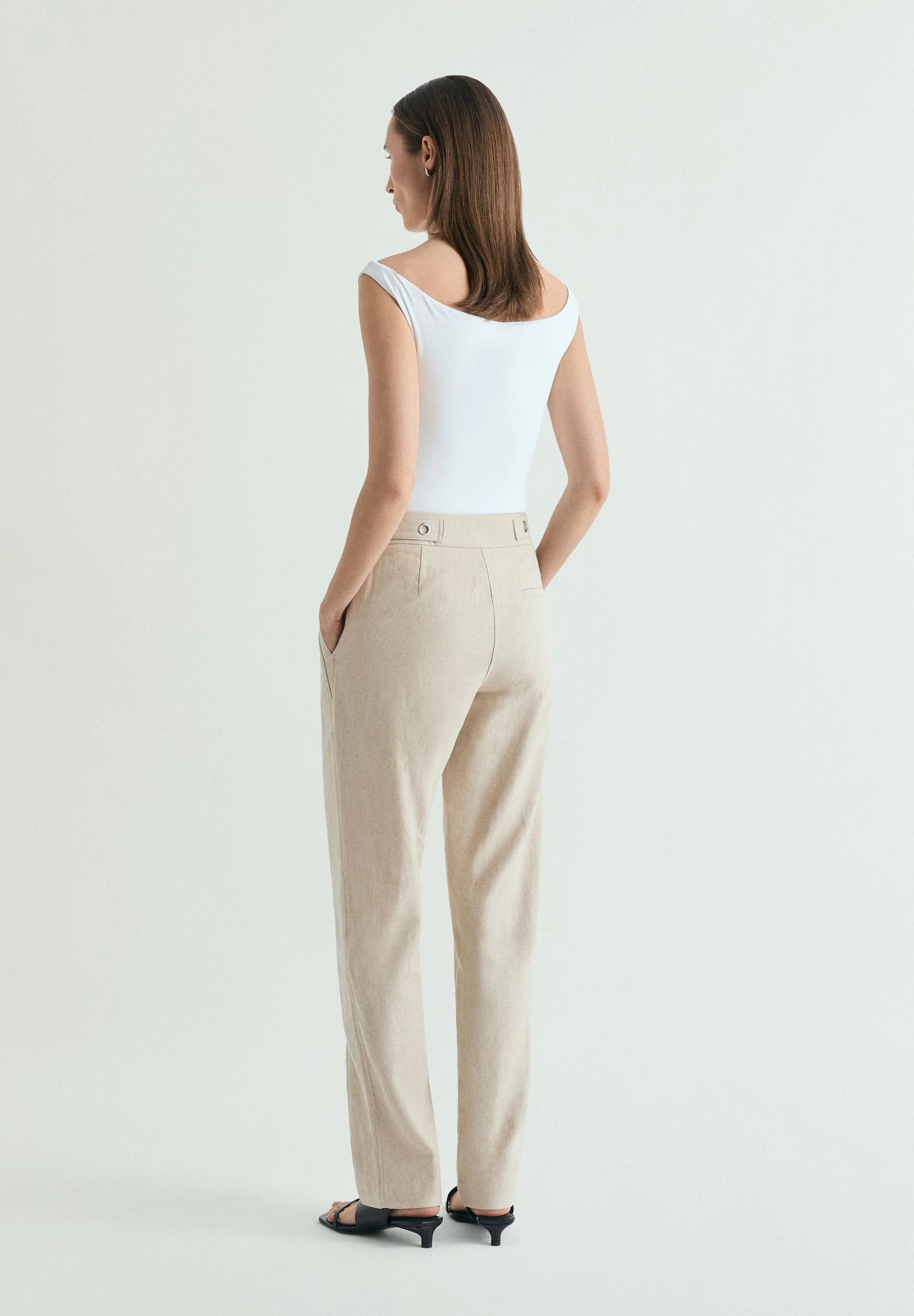LINEN TROUSERS WITH METAL DETAILS - Image 4