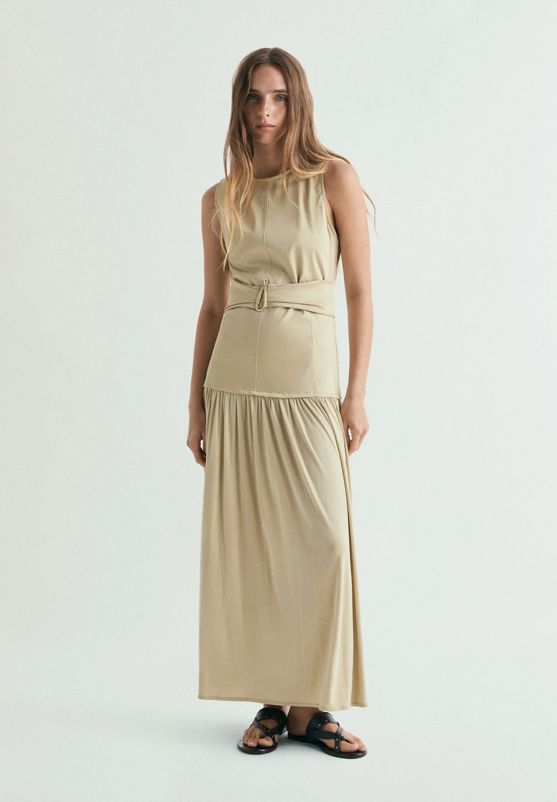 DRAPED MIDI DRESS WITH METAL DETAIL - Image 2