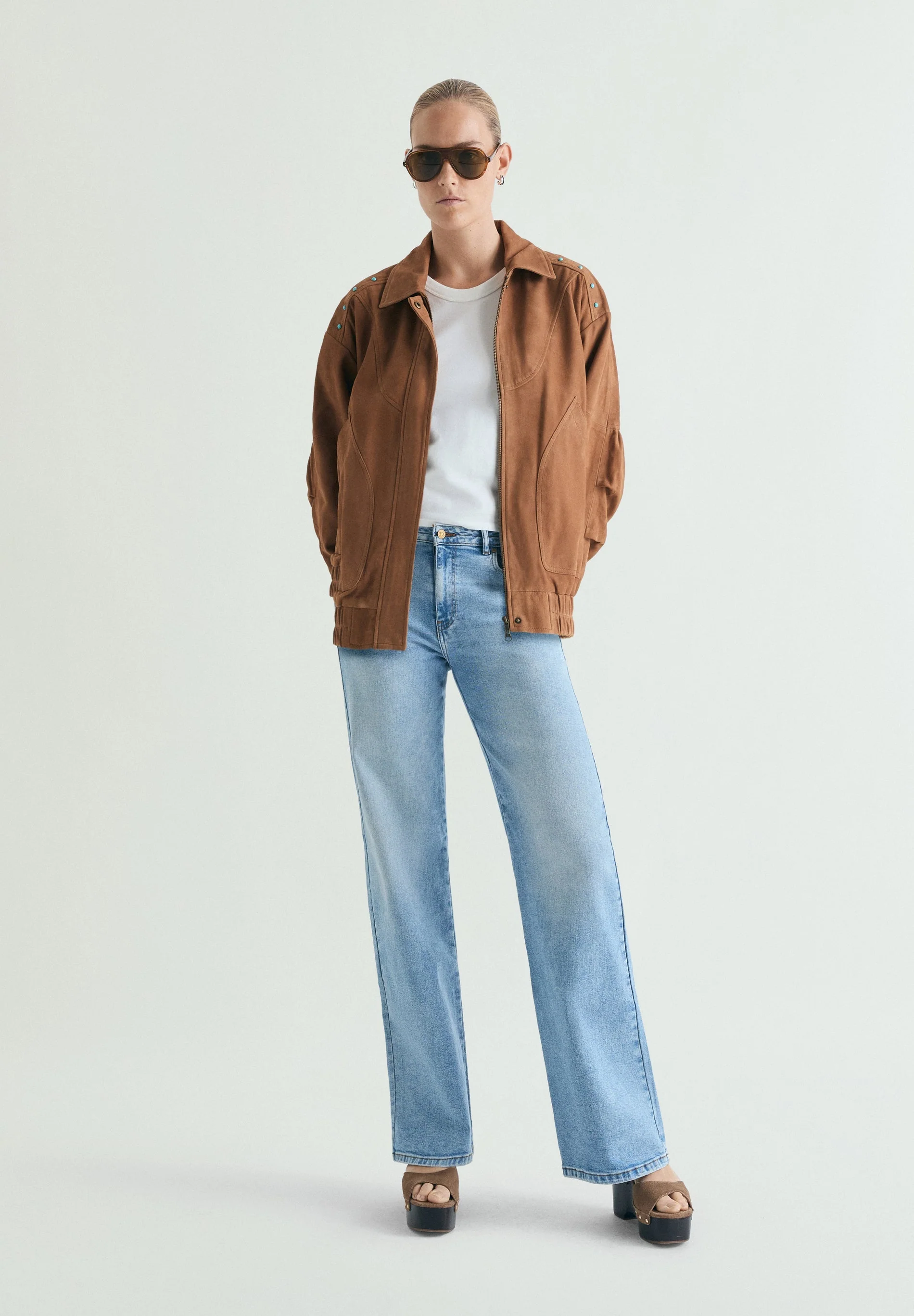 STUDDED SUEDE BOMBER JACKET - Image 4