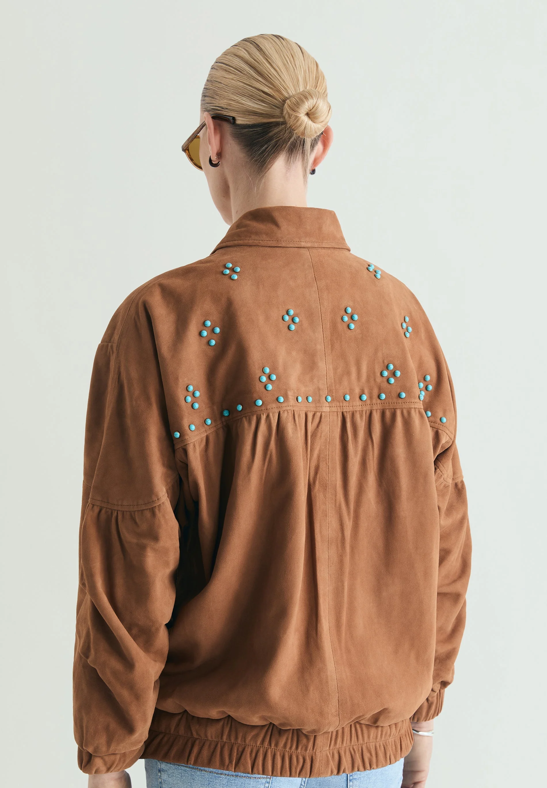 STUDDED SUEDE BOMBER JACKET - Image 6