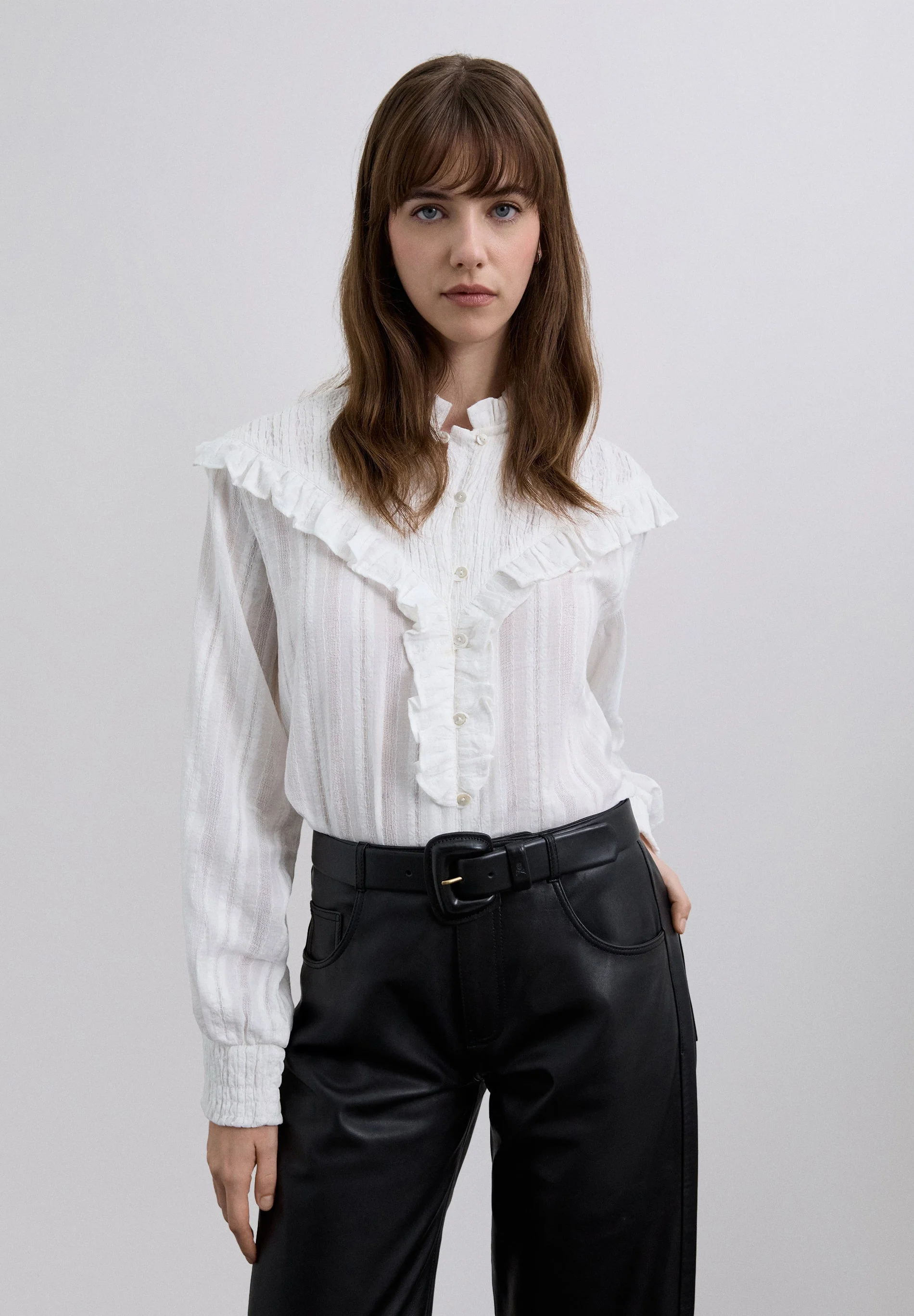 RUCHED BLOUSE WITH RUFFLES. - Image 2