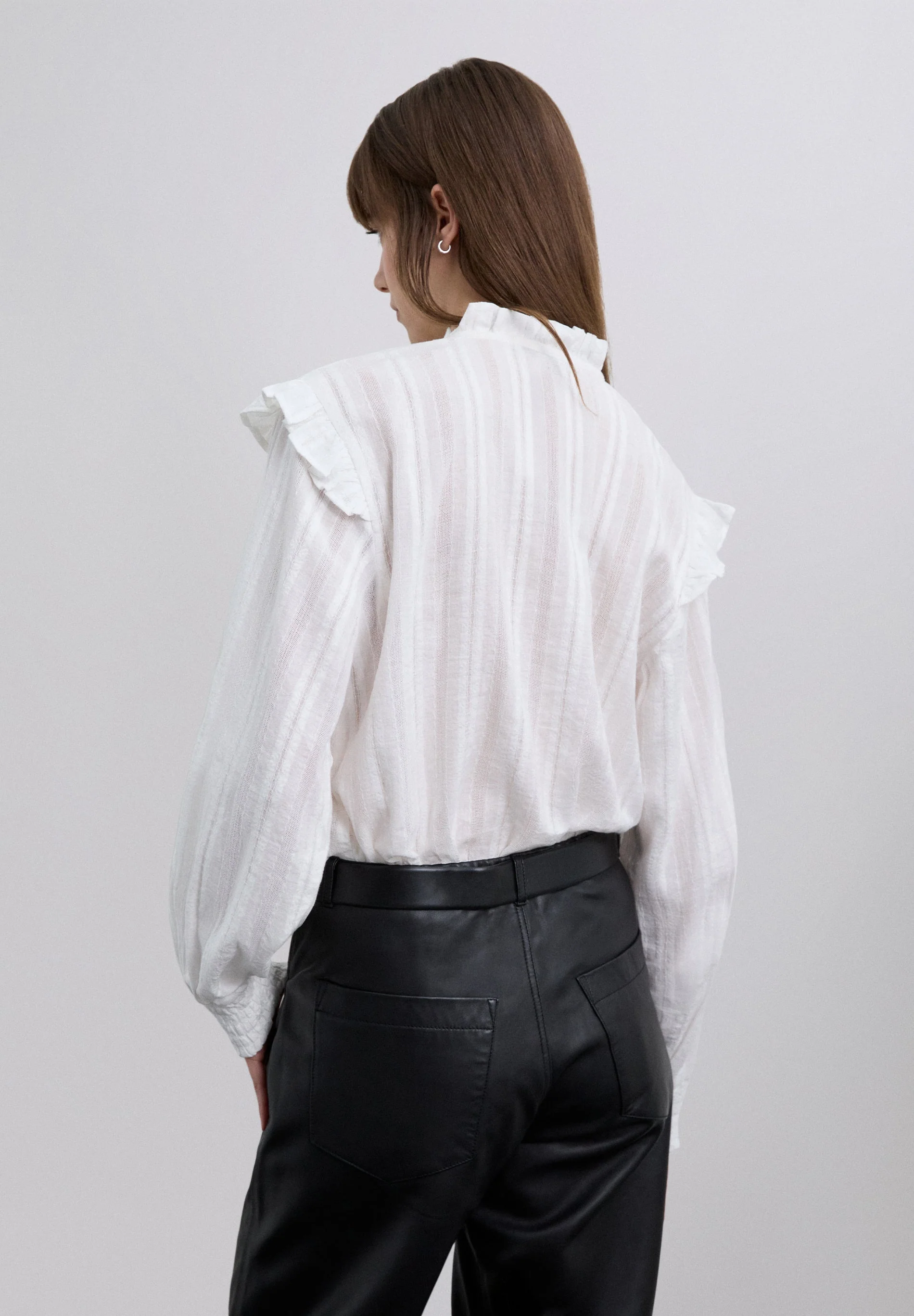 RUCHED BLOUSE WITH RUFFLES. - Image 5