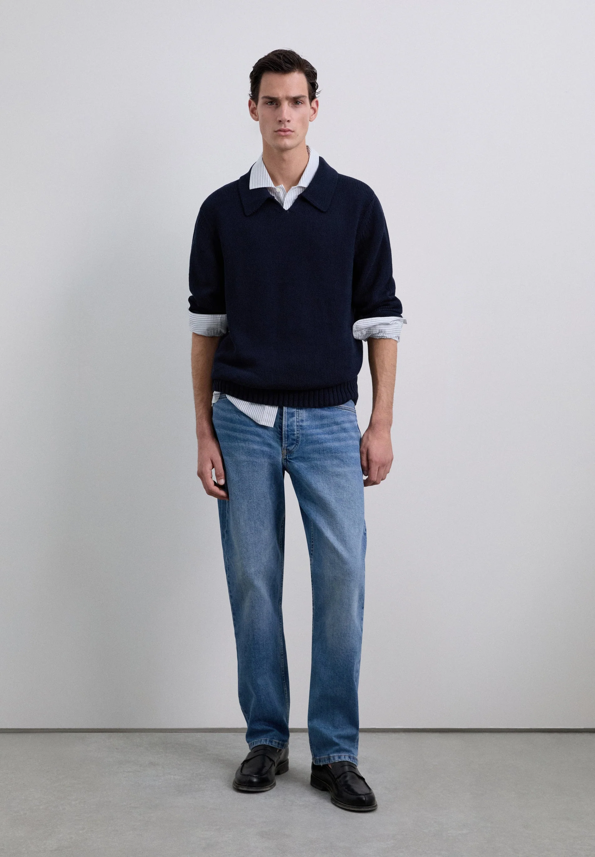 COTTON KNIT POLO SWEATER - Image 3
