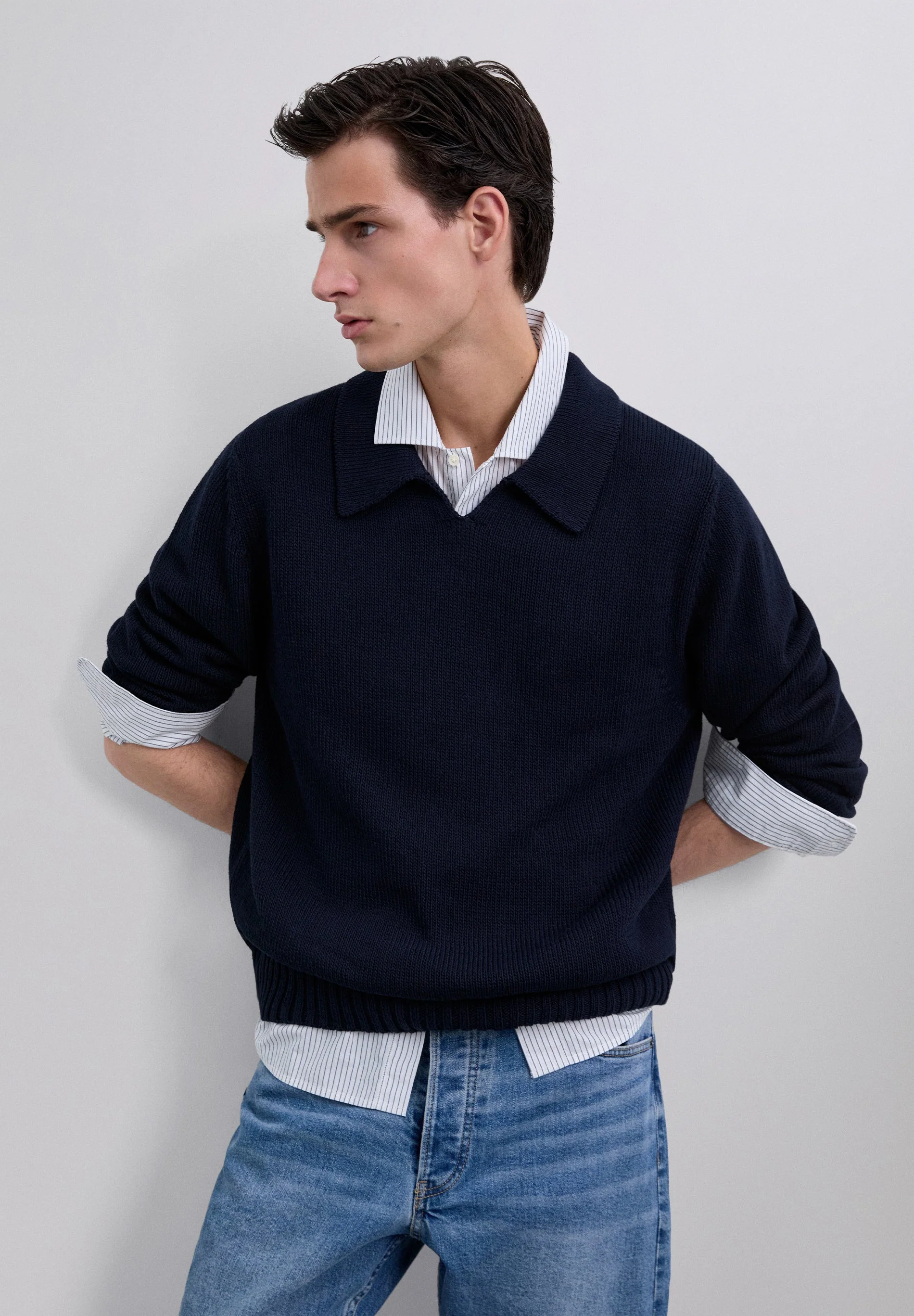 COTTON KNIT POLO SWEATER - Image 4