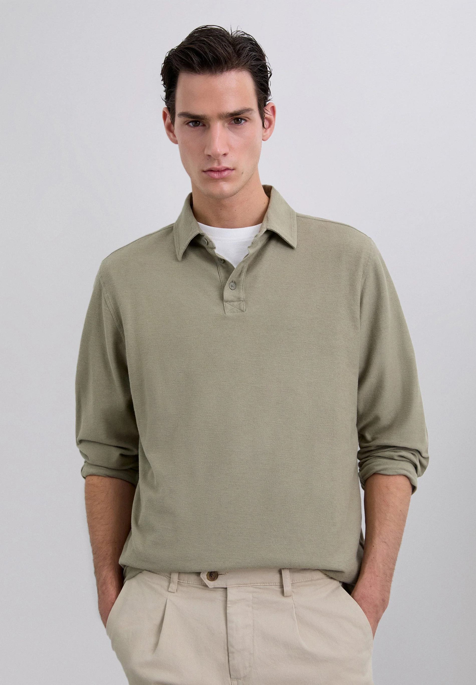 LONG SLEEVE POLO SHIRT - Image 2