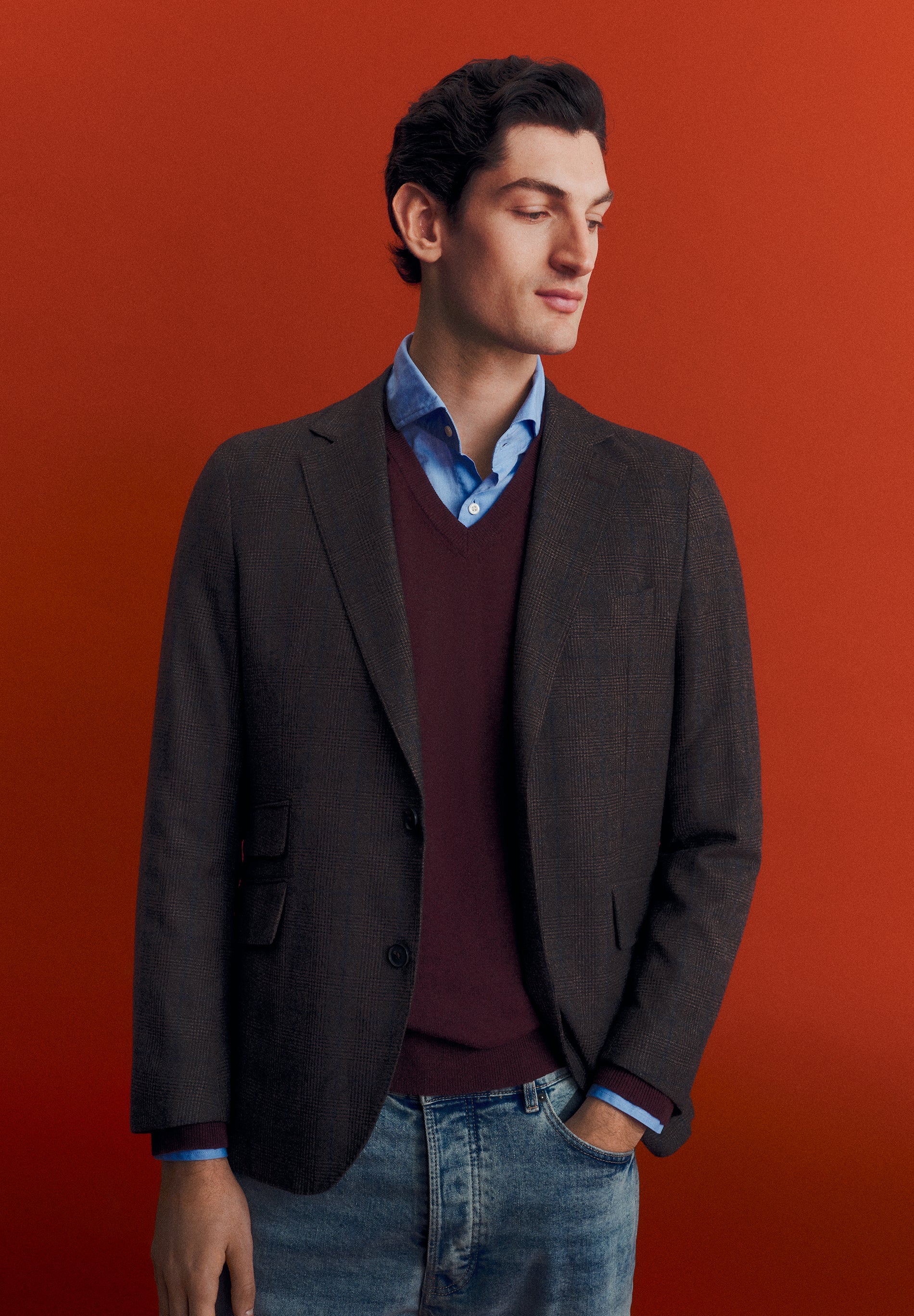 CHECKED WOOL BLAZER