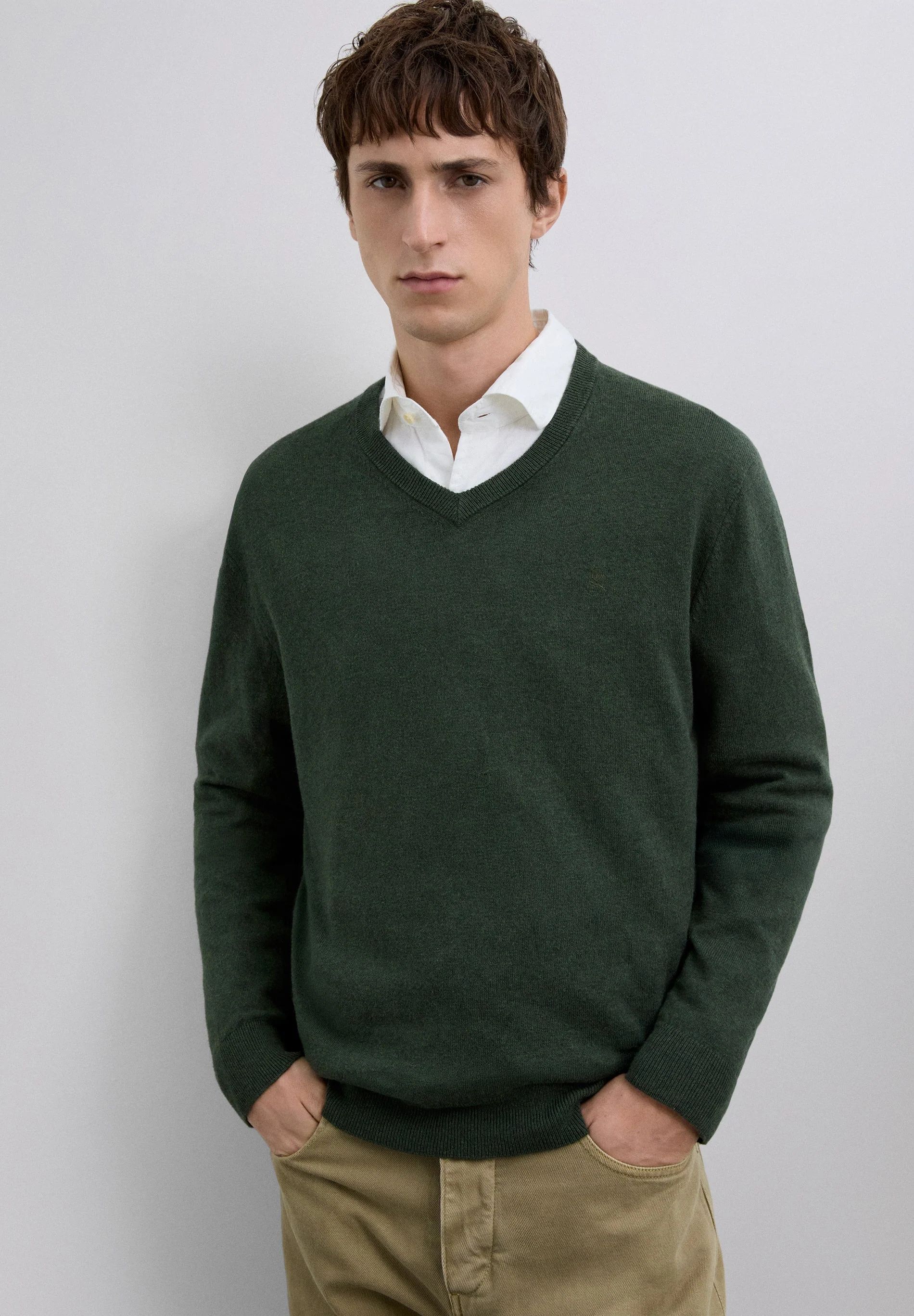 V-NECK SWEATER WITH CASHMERE - Image 2