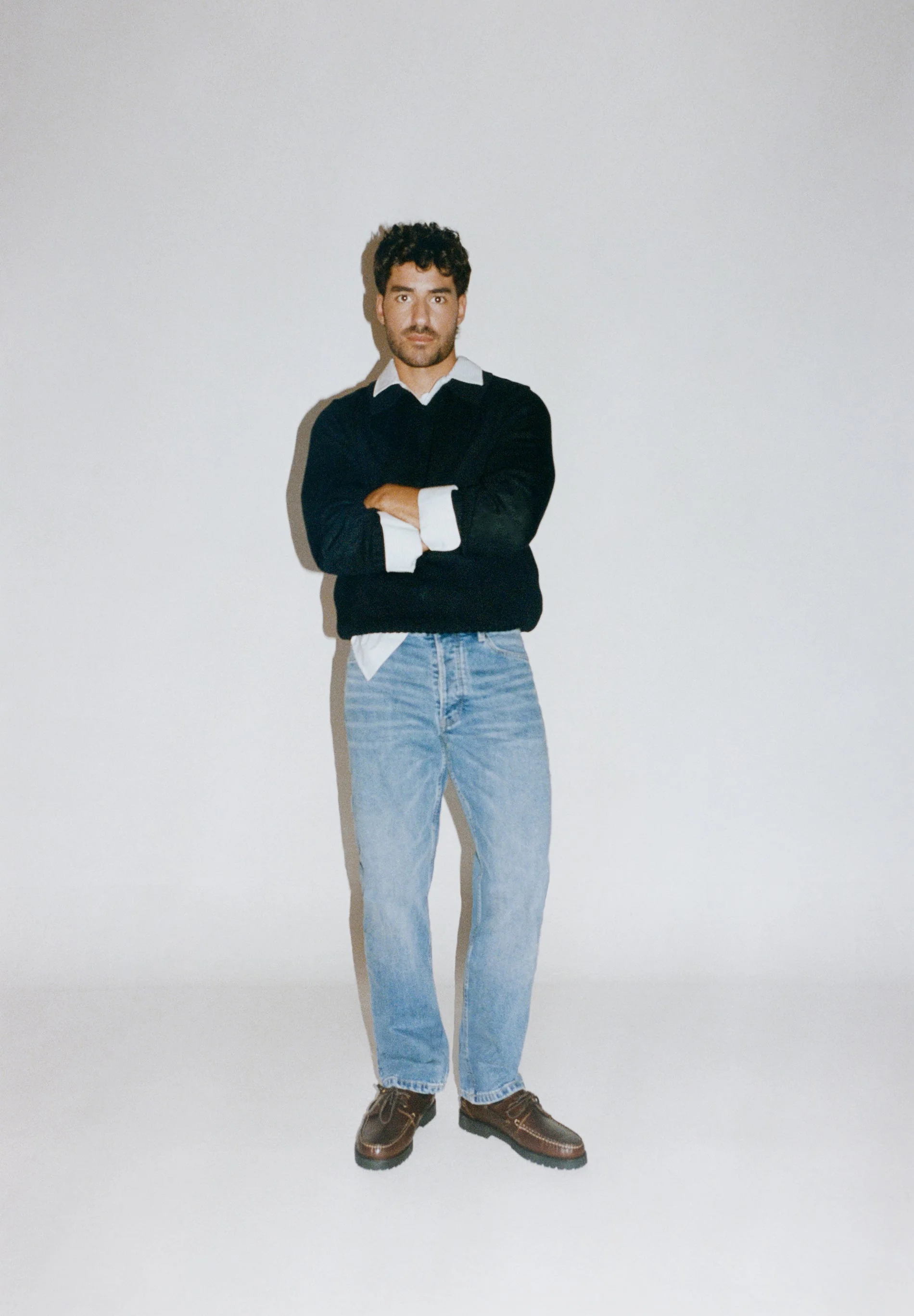 COTTON KNIT POLO SWEATER